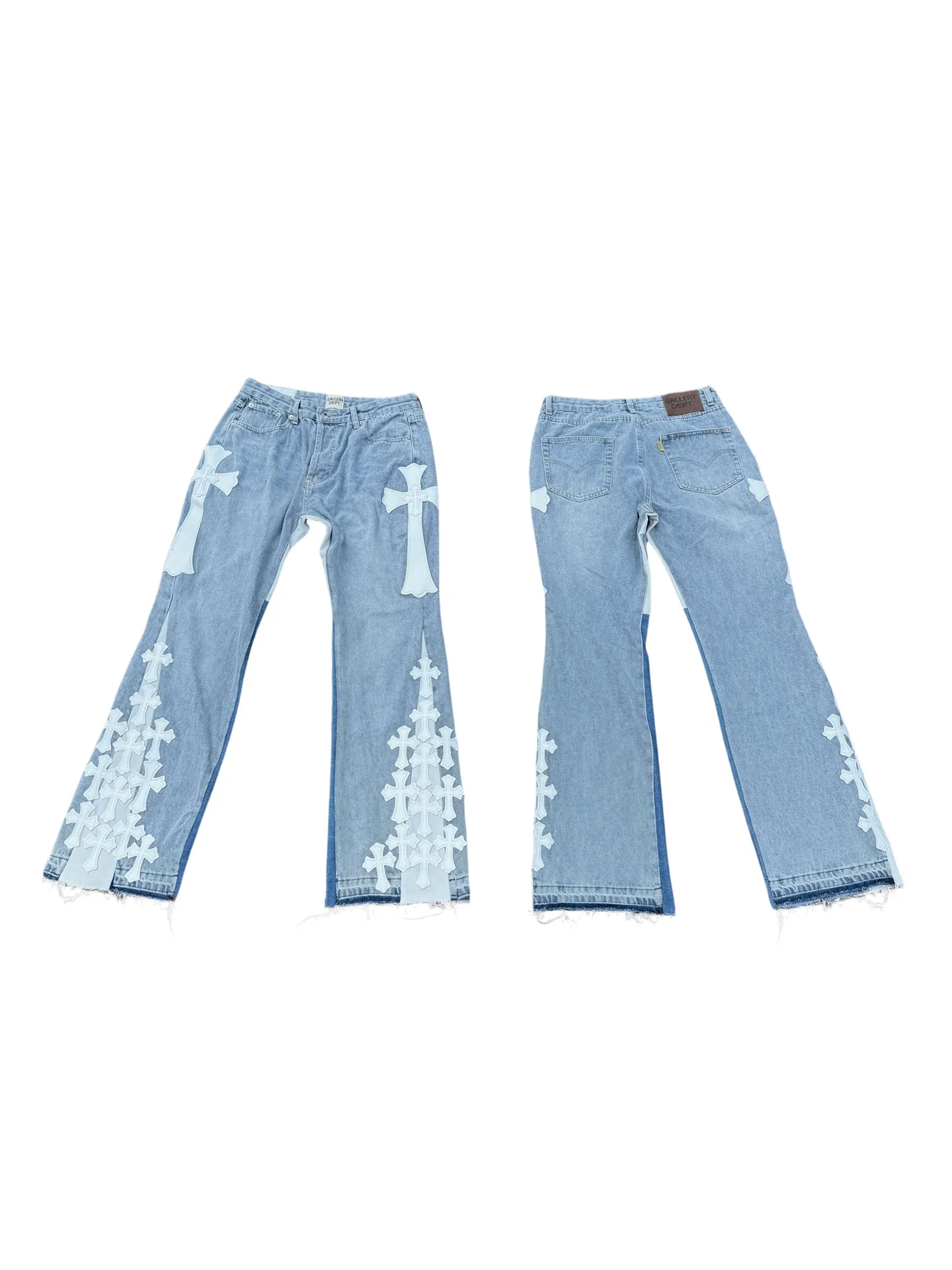 -Size upper body P290💰G296 GALLERY DEPT. Cropped leather stitched cross loose washed flared jeans Size: S-XXL (corresponding to 28 30 32 34 36)
